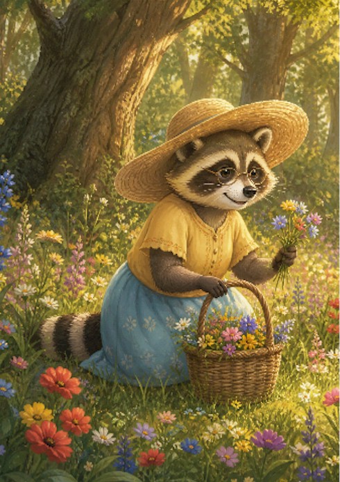Miss Ali picking wild flowers
